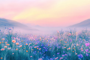 Colorful wild flowers blanket, a Photo by Pavel_design