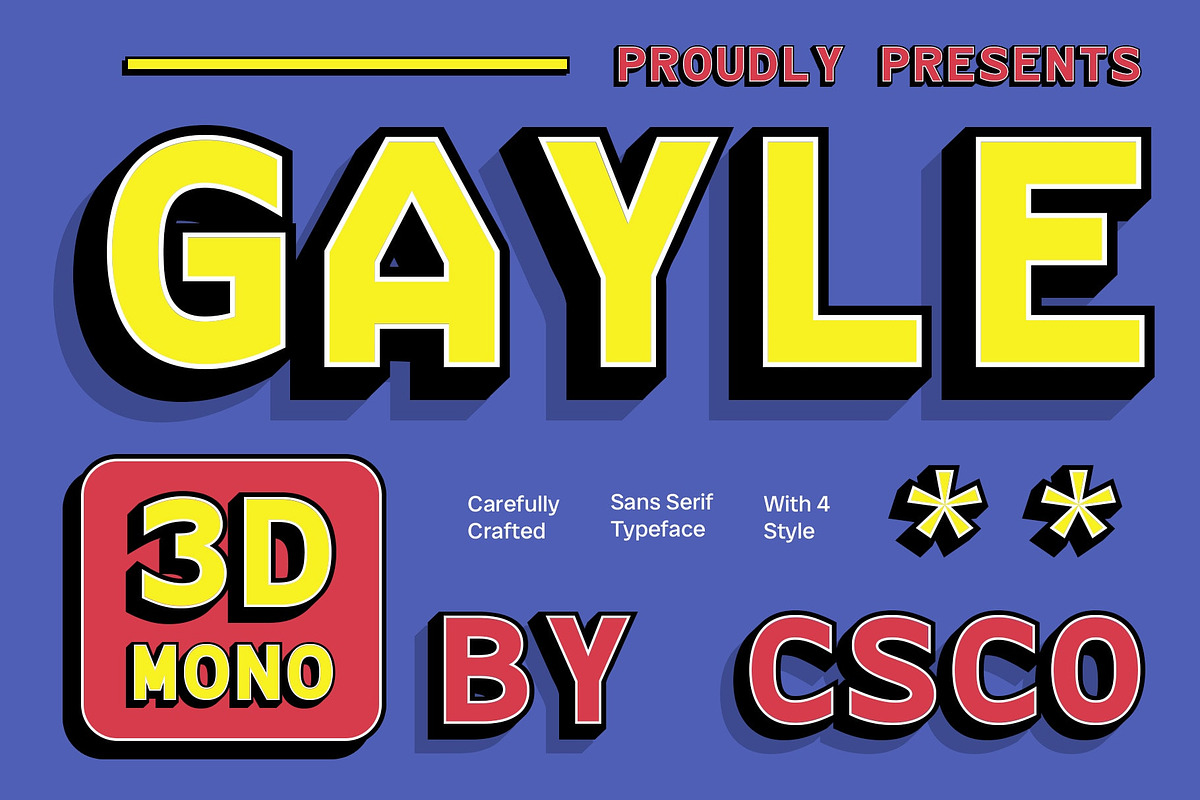 CS Gayle Mono 3D, a Sans Serif Font by Craft Supply Co. (Photo 1 of 8)