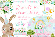 Bunny's ice cream shop clipart, an Animal Illustration by heyiamalice (Thumbnail 1 of 13)