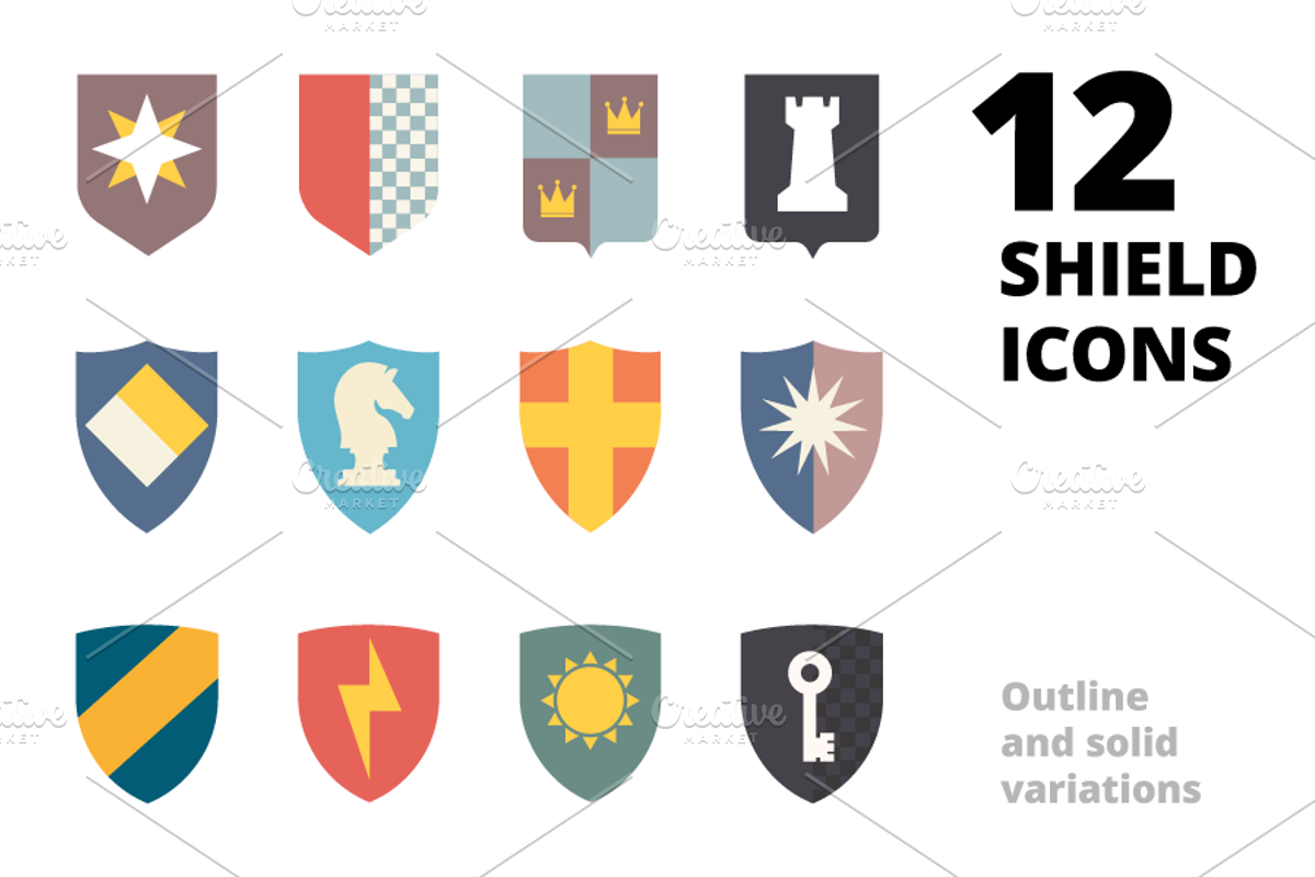 12 Shields Icons, a Branding & Logo Template by Youhhou (Photo 1 of 3)