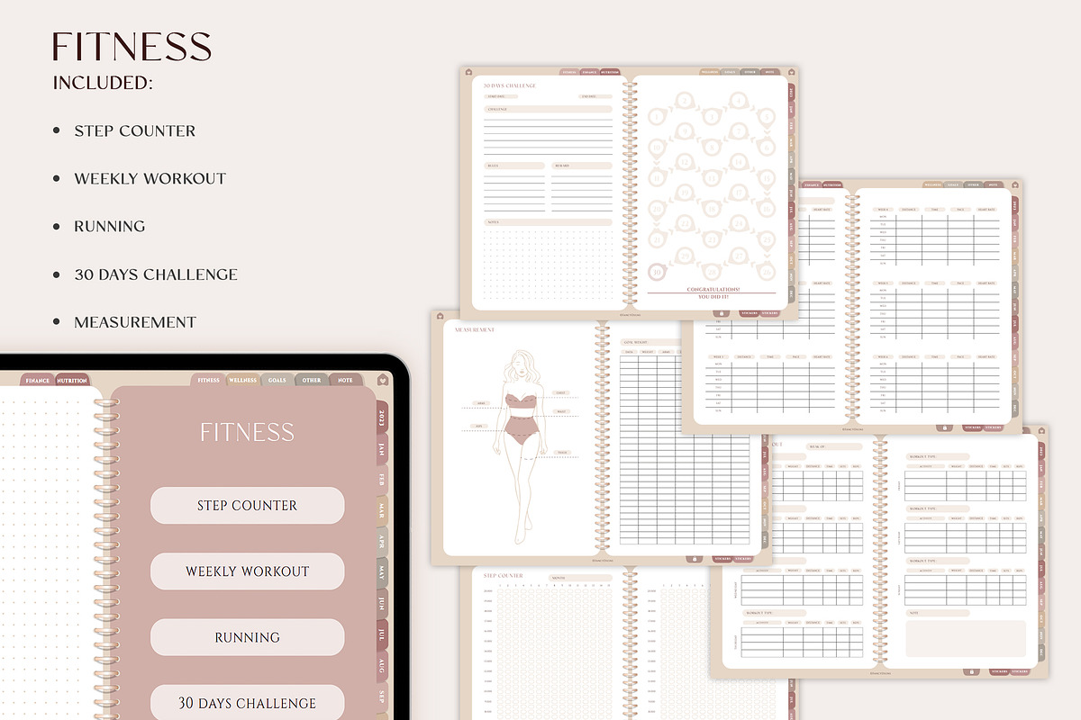 Undated digital planner, a Presentation Template by SofiaDesign16 (Photo 6 of 13)