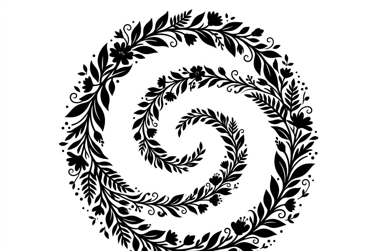 50 Elegant Floral Leaf Spiral Frame, a Decorative Illustration by Amazin_art (Photo 31 of 41)
