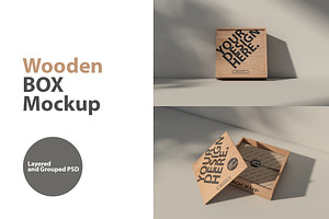 Wooden box PSD Mockup