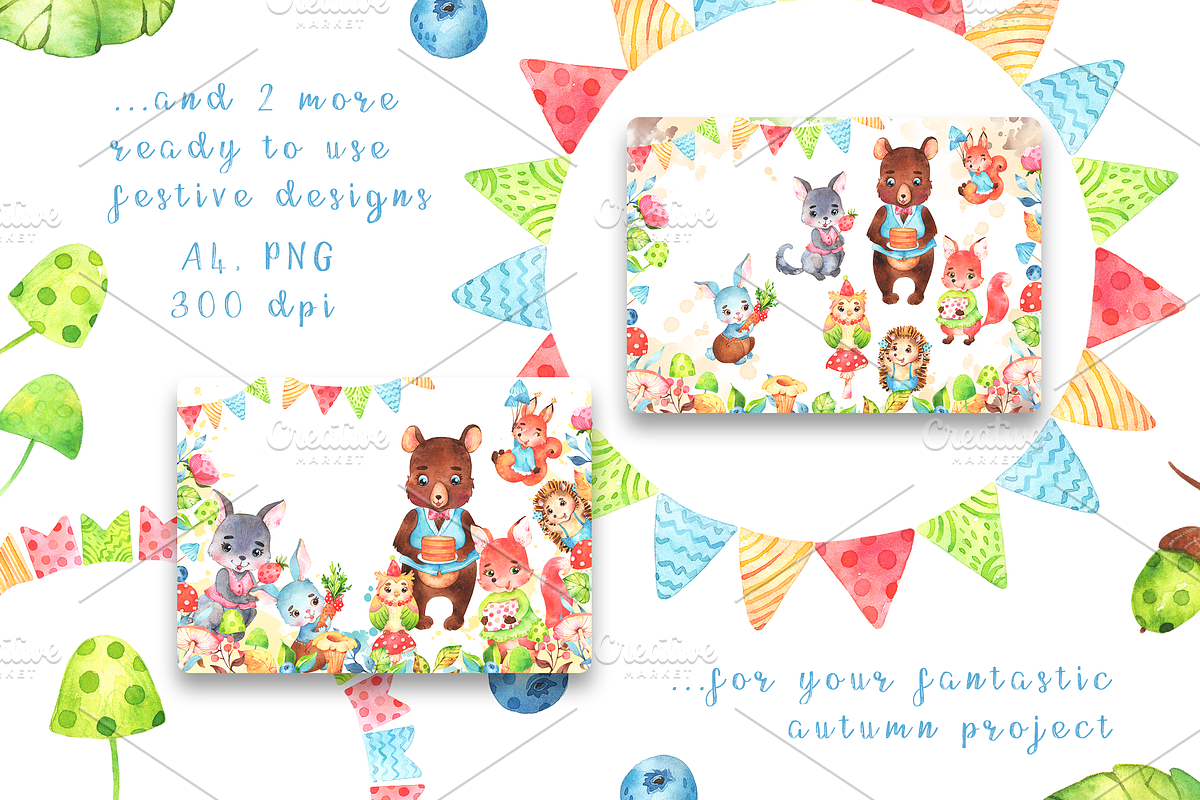 Autumn Woodland Party watercolor set, an Animal Illustration by Tatiana Troian (Photo 8 of 9)
