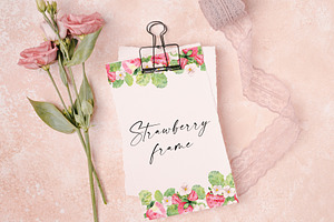 Watercolor Set Strawberry Clipart