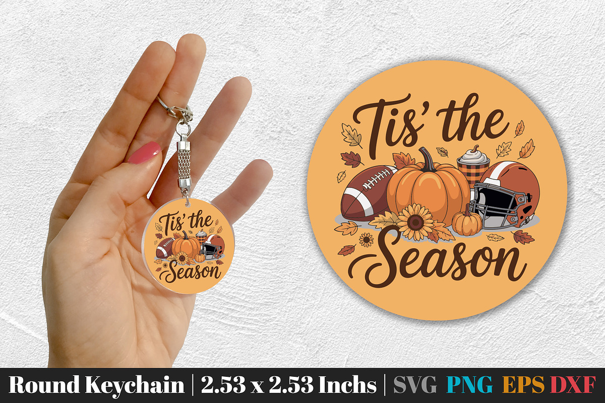 Fall Round Keychain SVG PNG Bundle, an Illustration by Actual Pixel (Photo 3 of 20)