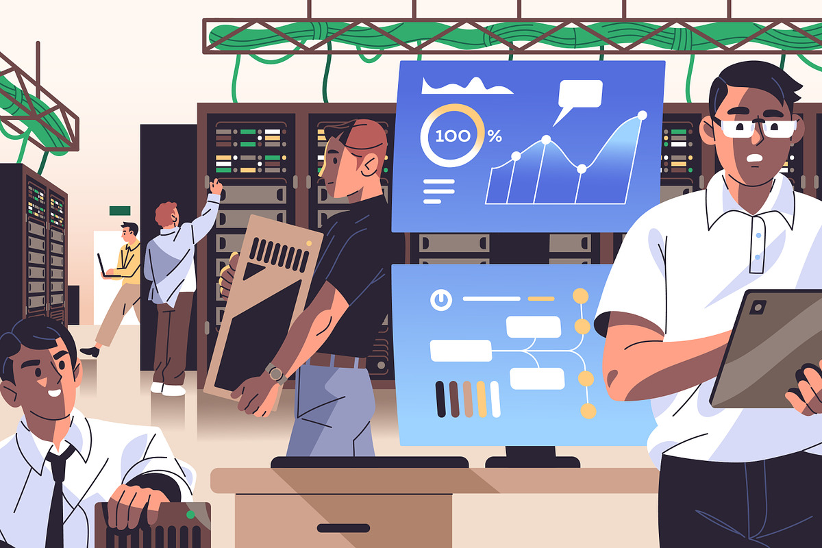 Data management center office, a Technology Illustration by PaperTrident (Photo 2 of 3)