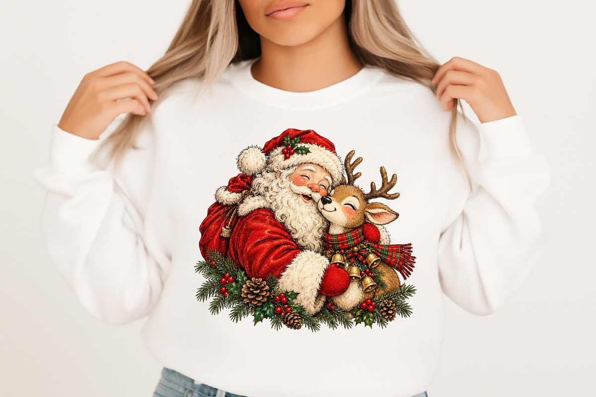 Christmas Santa PNG, Cute Reindeer, a Seasonal Illustration by Craft Nest (Photo 2 of 6)