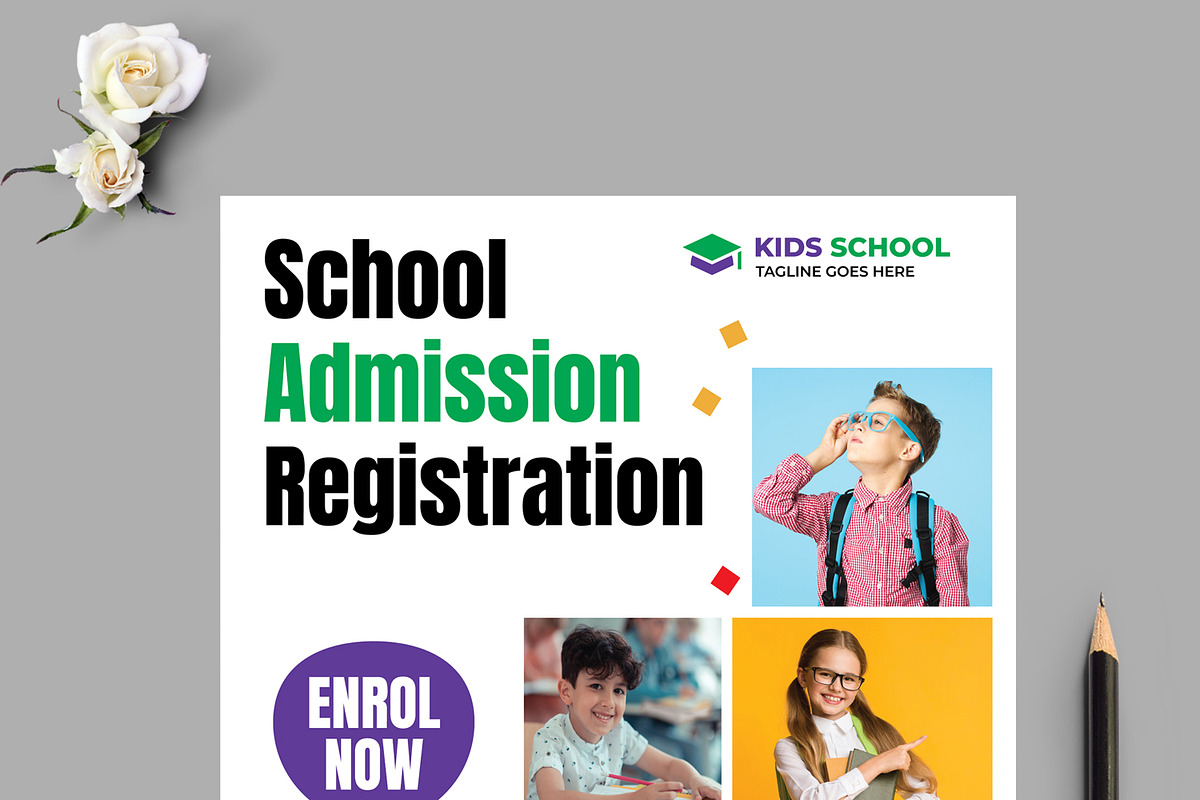 School Admission Flyer Design, a Flyer Template by MightyDesign (Photo 2 of 8)