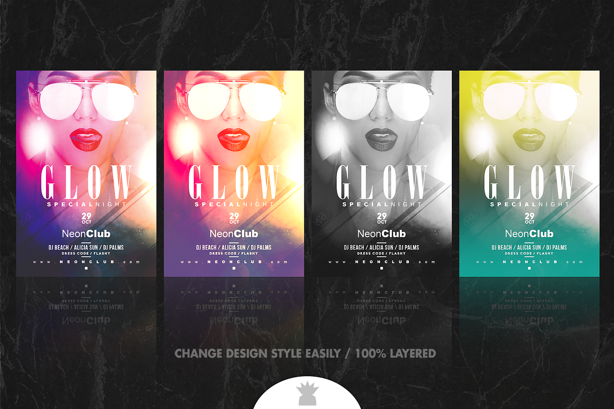 GLOW STYLE Flyer Template, a Flyer Template by OVNI-TEMPLATES (Photo 3 of 4)