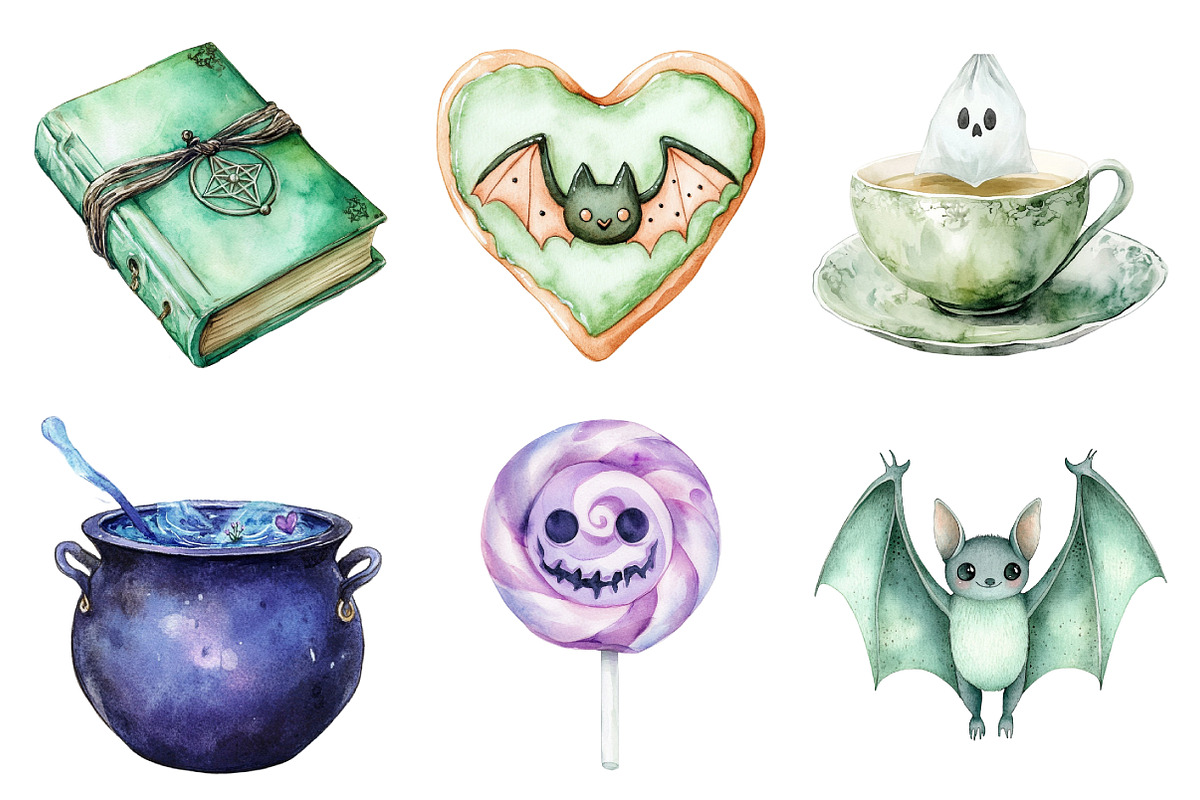 Pastel Mint Halloween Clipart, an Illustration by Daily.Designs (Photo 2 of 5)