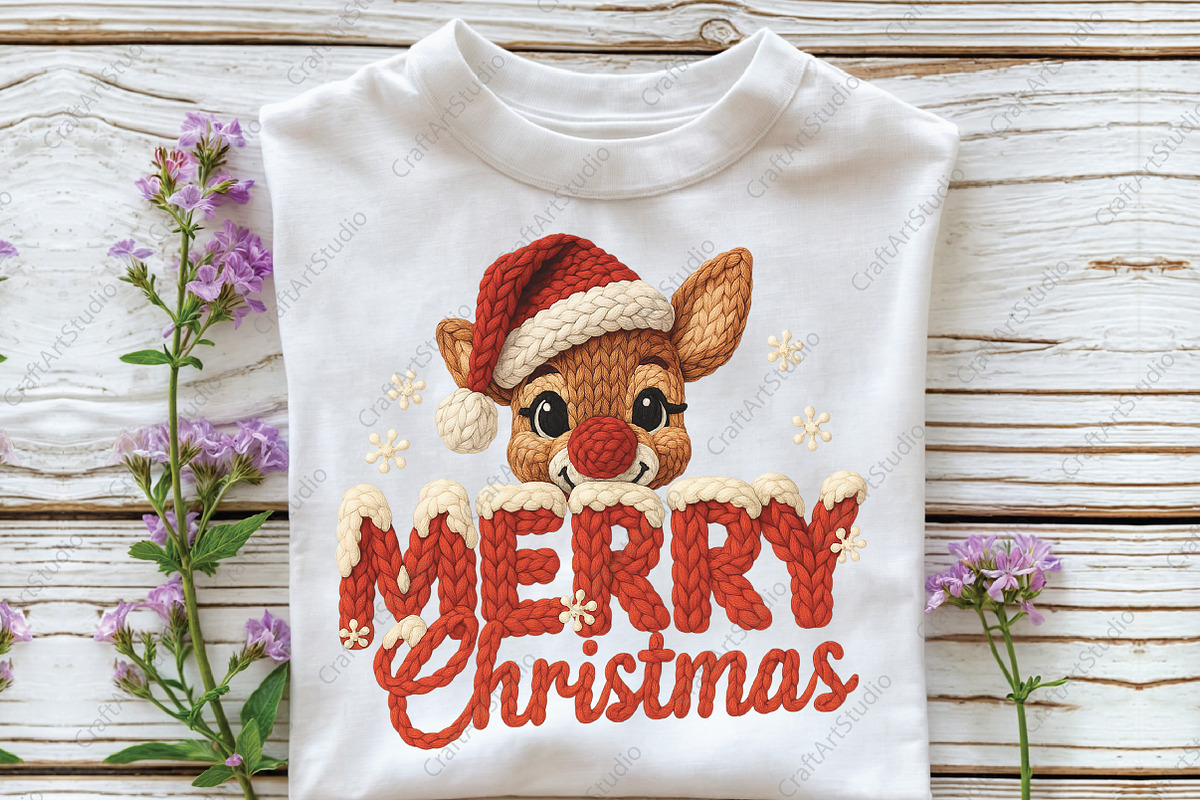 Merry Christmas Reindeer Crochet PNG, an Illustration by CraftArtStudio (Photo 3 of 4)