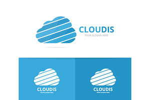 Vector Of Cloud Logo Combination. Loading And Download Symbol Or Icon. Unique Upload And Network Logotype Design Template.