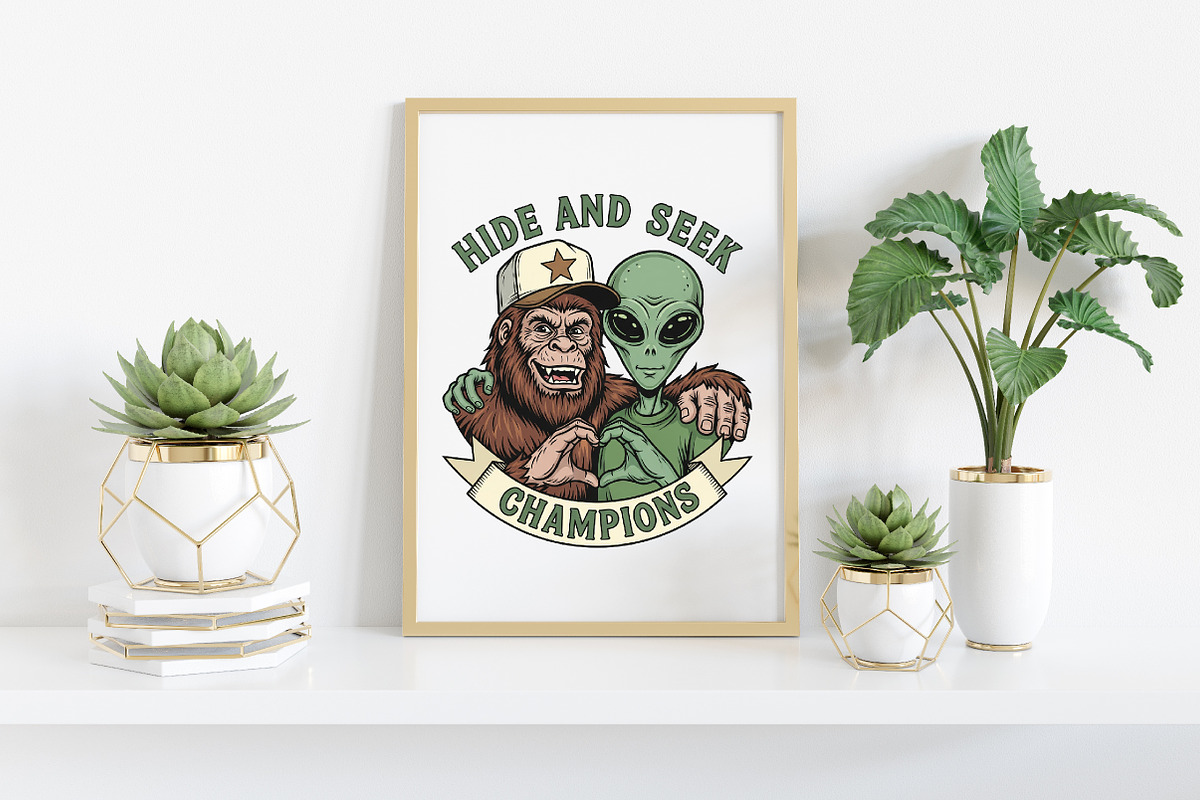 Funny Bigfoot and Alien, an Illustration by Craft Nest (Photo 5 of 6)