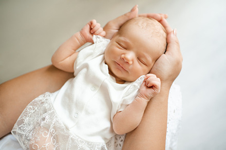 Cute baby girl sleep at home in bed, a Person Photo by morrowlight