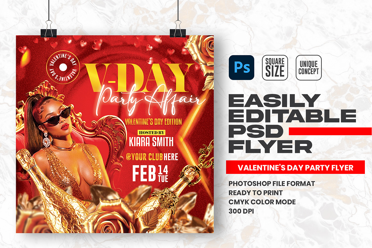 Valentine’s Day Party Flyer Design, a Flyer Template by Shajib Shikder (Photo 1 of 2)
