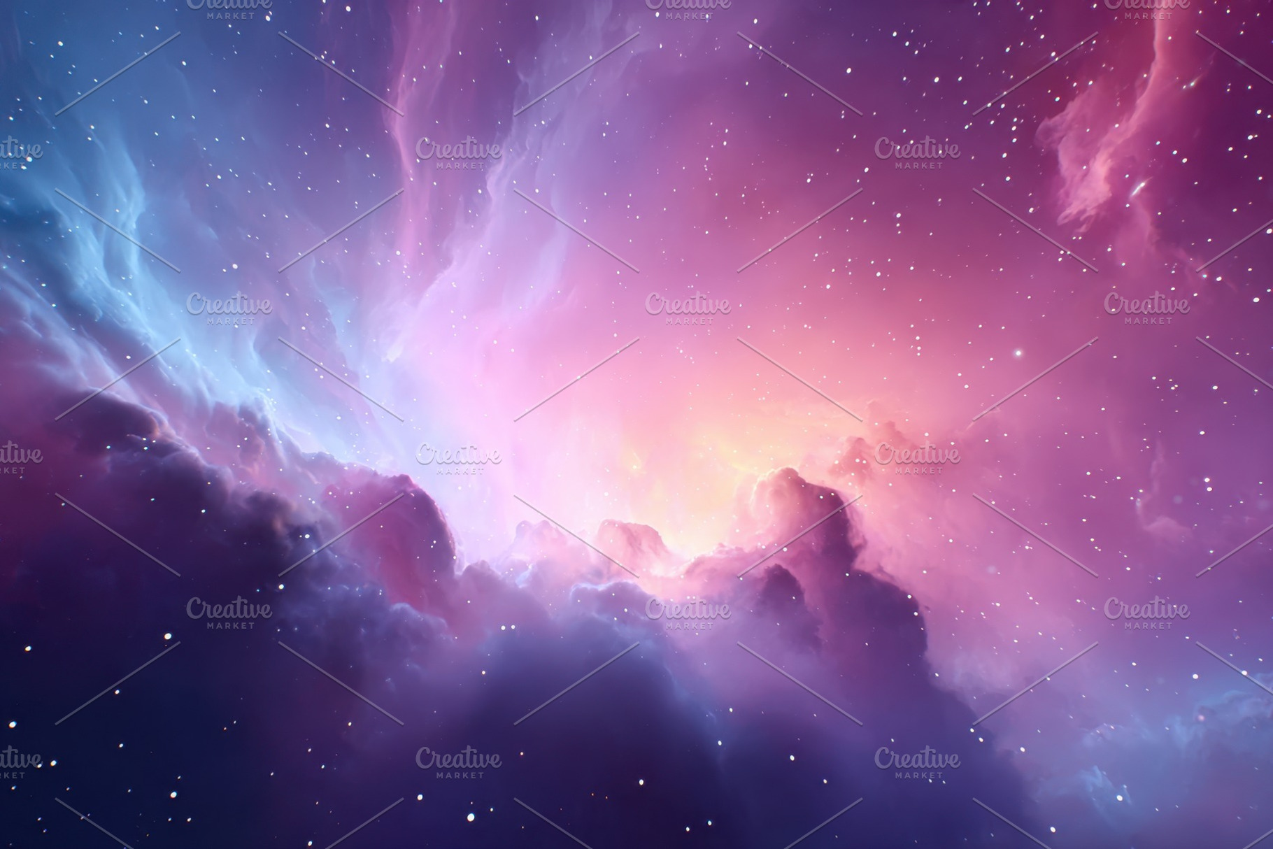 Vibrant cosmic nebula with stars, an Abstract Photo by AlyaAnd