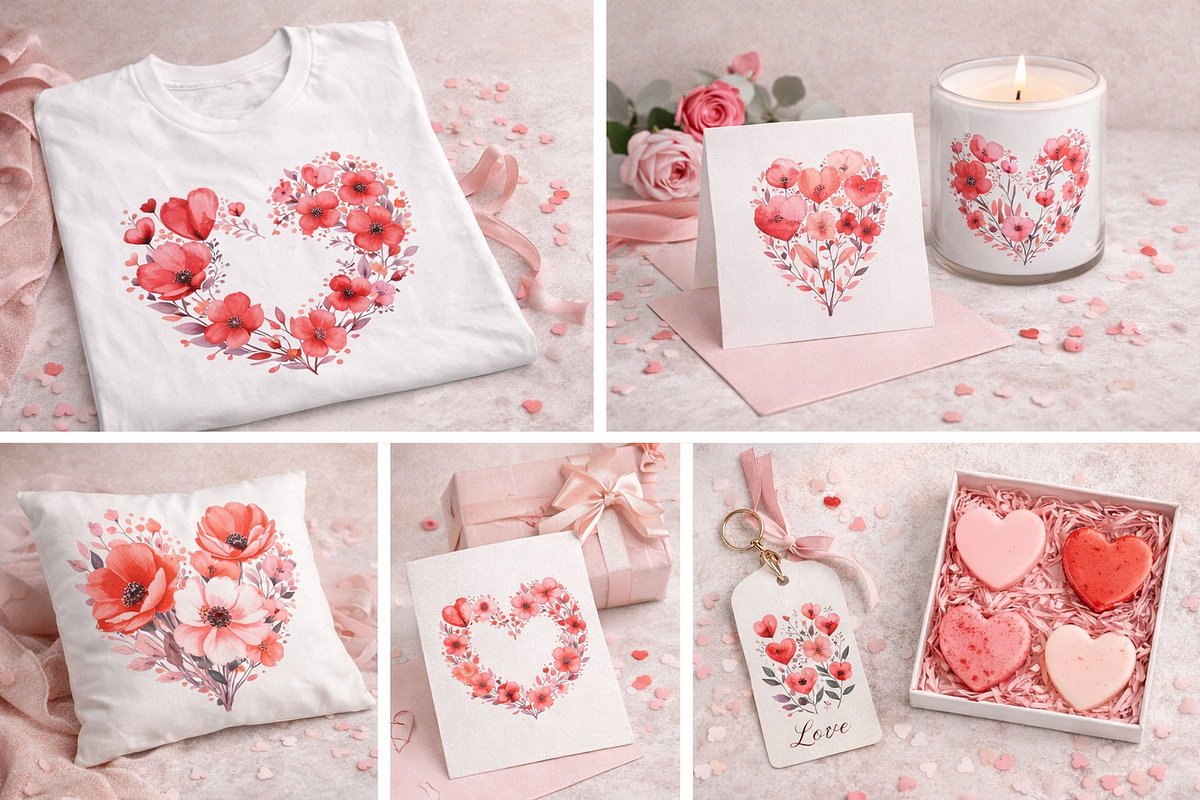 Valentine Heart Floral Clipart, an Illustration by Print Haven (Photo 3 of 4)
