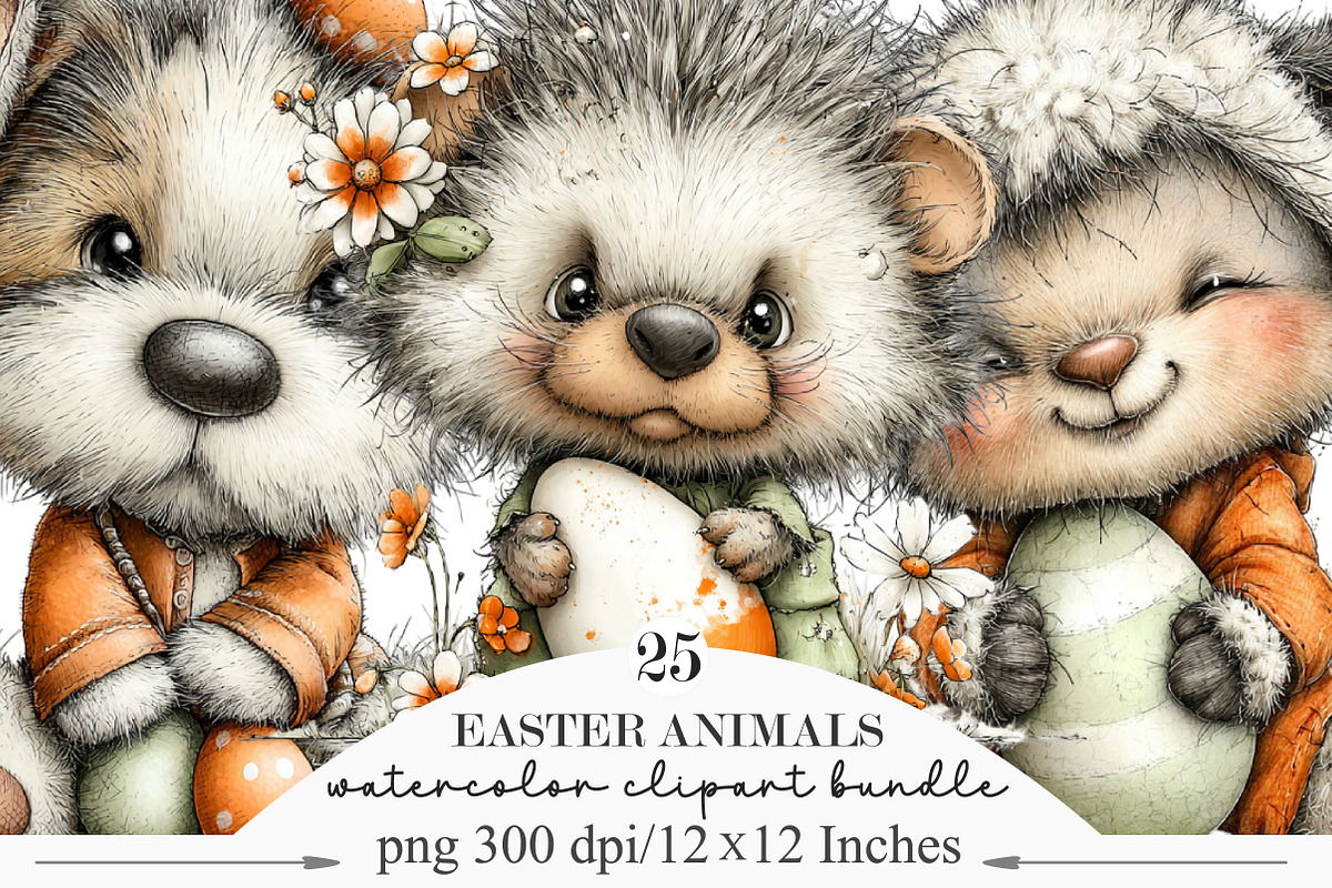 Whimsical Easter Animal Clipart, an Illustration by Designking (Photo 1 of 5)