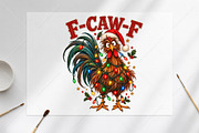 Funny Christmas Chicken F-CAW-E PNG, a Seasonal Illustration by Canvas Craft (Thumbnail 6 of 6)