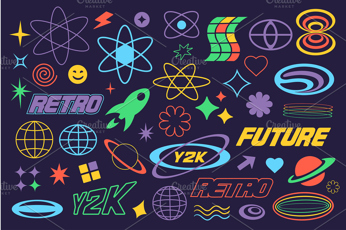 Retro Futuristic Y2k Elements, an Object Illustration by alexdndz