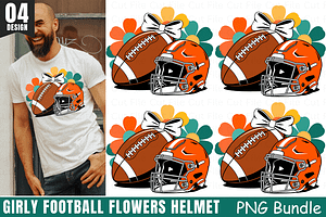 Girly Football Flowers Helmet PNG Bu, a Graphic by Cut File