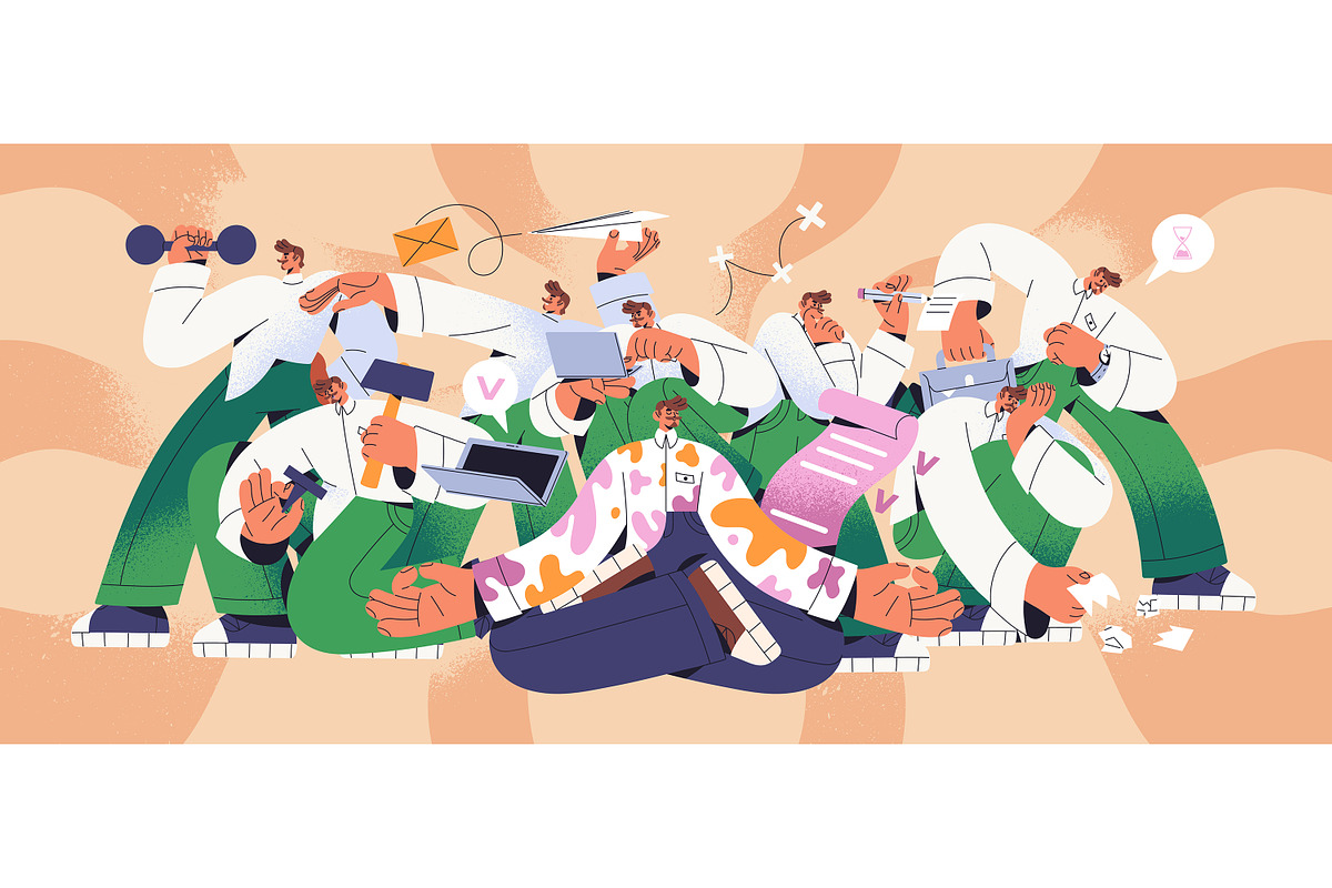Multitasking, work and life balance, a Person Illustration by PaperTrident (Photo 1 of 9)