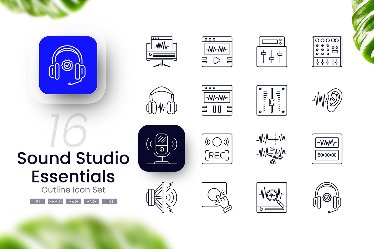 Sound Studio Essentials Icons set | Creative Market