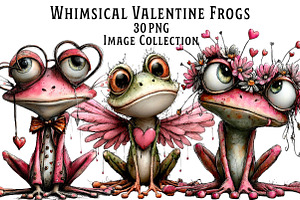Whimsical Valentine Frog Clipart, an Illustration by Dream Creation