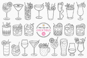 Cocktail Bundle, Line Art Clipart