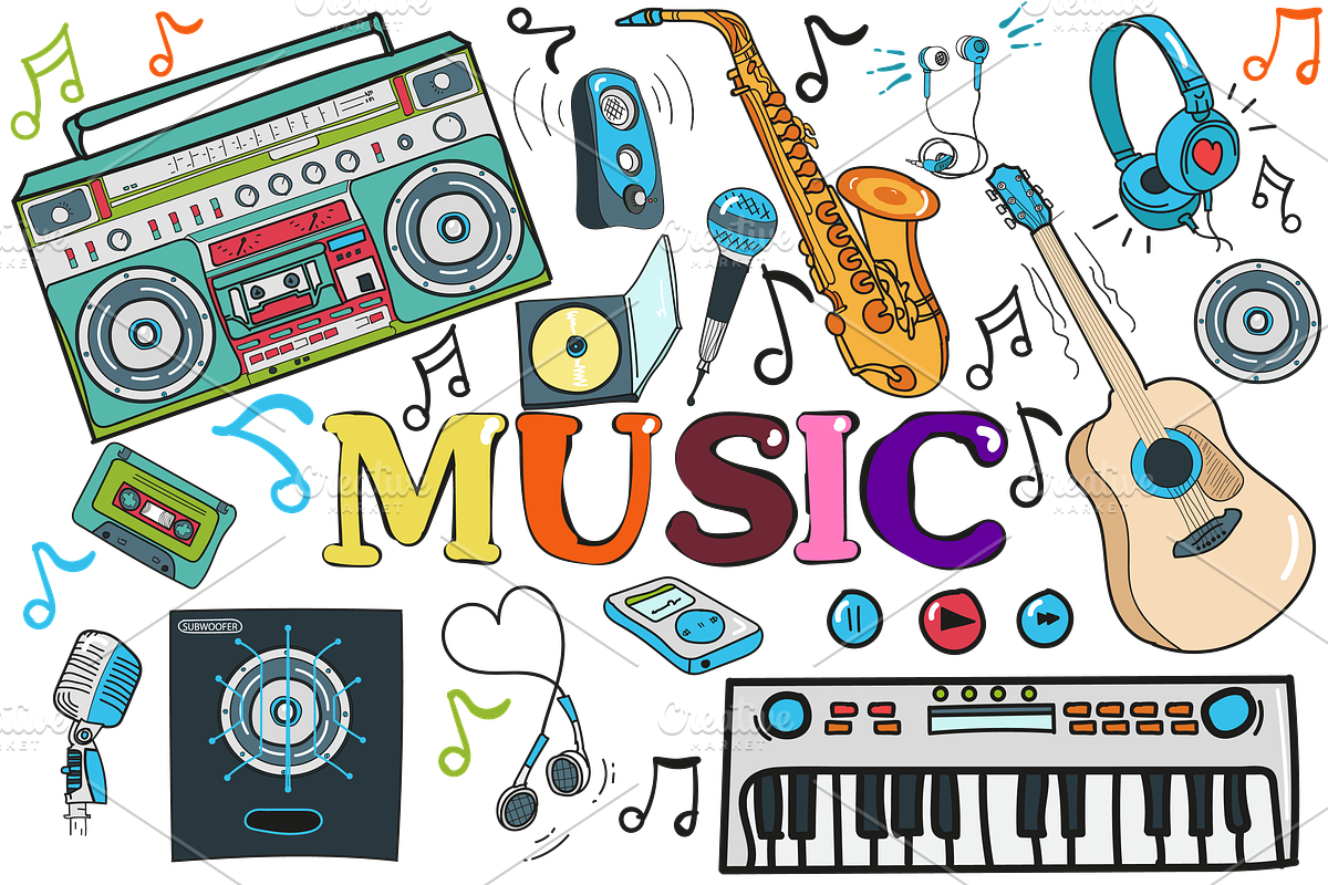 MUSIC- big set   (vector), an Object Illustration by pashigorov (Photo 1 of 9)