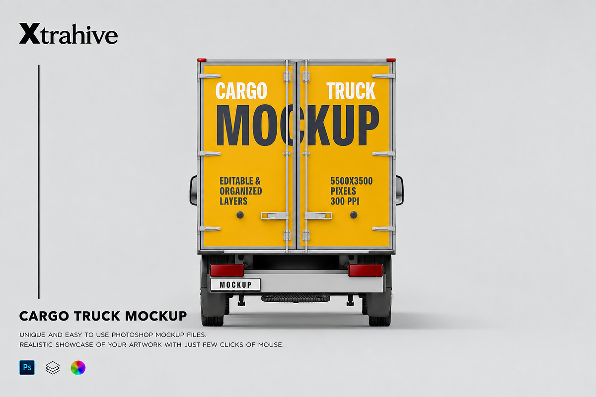 Delivery Truck Mockup, an Advertising Mockup by Xtrahive (Photo 1 of 2)