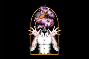Surreal Woman with Galaxy Head