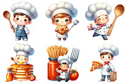 Cute Little Chef Clipart Cooking, an Illustration by Watercolor design (Thumbnail 3 of 4)