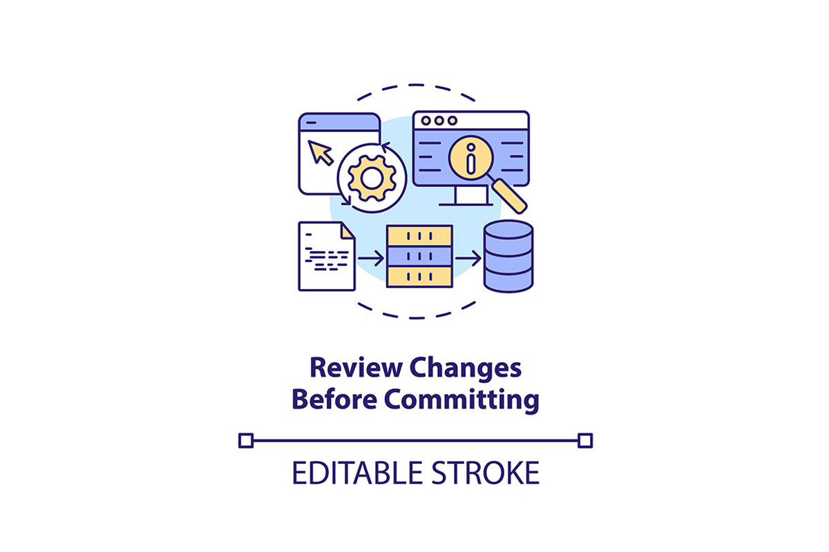 Review changes before committing, an Icon by IMG Visuals