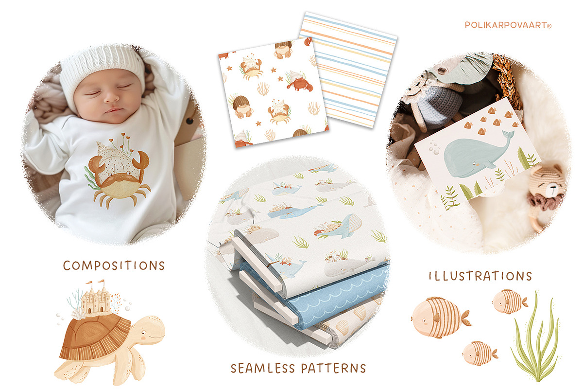Ocean dreams - baby collection, a Decorative Illustration by polikarpovaart (Photo 3 of 17)