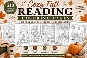 210 Cozy Fall Reading Coloring Pages, a Seasonal Illustration by Daffodil Dream Studio (Thumbnail 1 of 3)