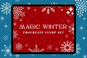 Procreate snowflakes and stars stamp