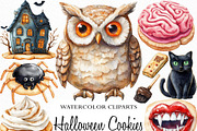 Watercolor Halloween Cookies Clipart, an Illustration by Craft Nest (Thumbnail 1 of 6)