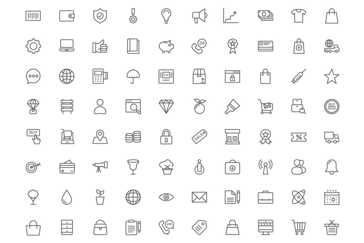 210 Shopping Line Icons, an Outline Icon by Vectors Market (Photo 2 of 3)