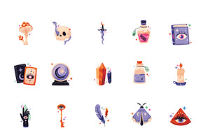 Mystical Witchcraft Illustration Set, a Templates & Theme by studiogstock