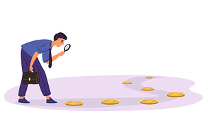 Businessman exploring money trail, a Finance Illustration by Vectorbuum