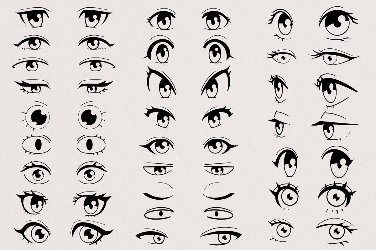 50 Anime and Cartoon Eyes Stamps, a Brush Add-On by SmuffizStudio (Photo 3 of 4)