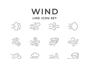 Set line icons of wind, an Outline Icon by motorama (Thumbnail 1 of 2)