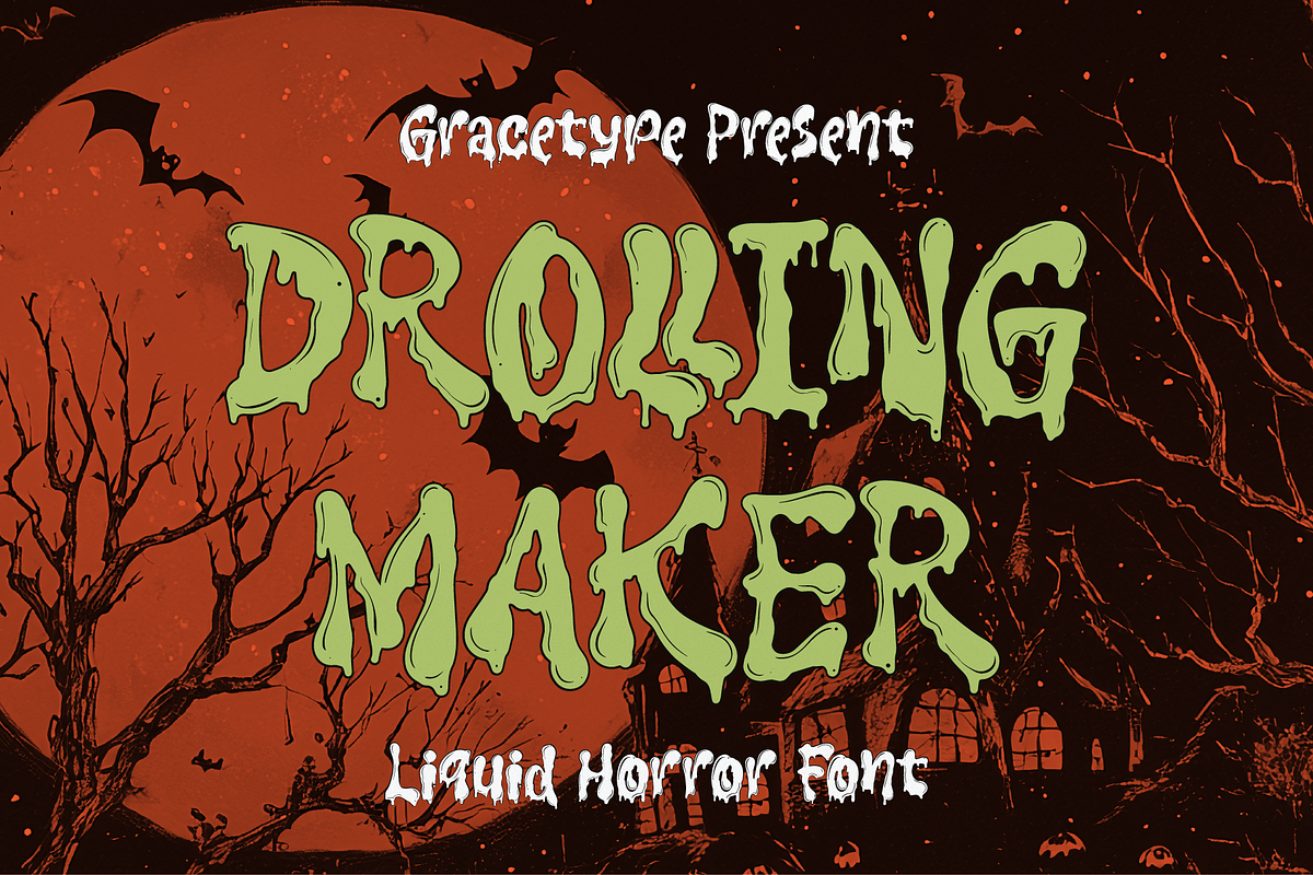 Drolling Maker | Liquid Horror Font, a Handwritten Font by gracetype_studio (Photo 1 of 12)