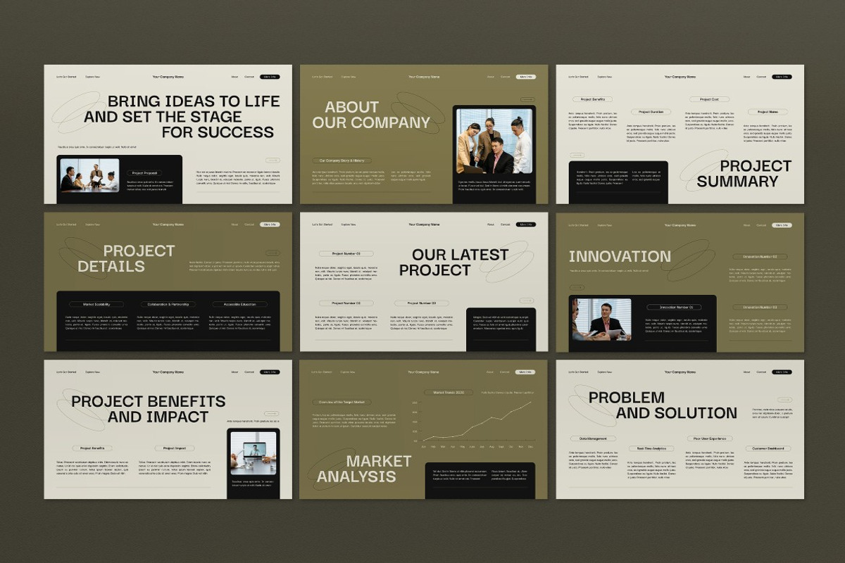 Cream Green Project Proposal PPT, a Presentation Template by graphicook (Photo 2 of 4)