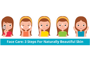 Vector cartoon girl taking face care