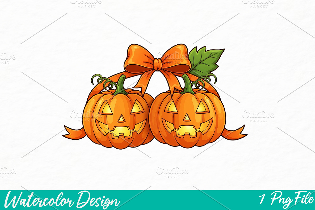 Halloween Pumpkin png, an Illustration by Watercolor design (Photo 1 of 3)