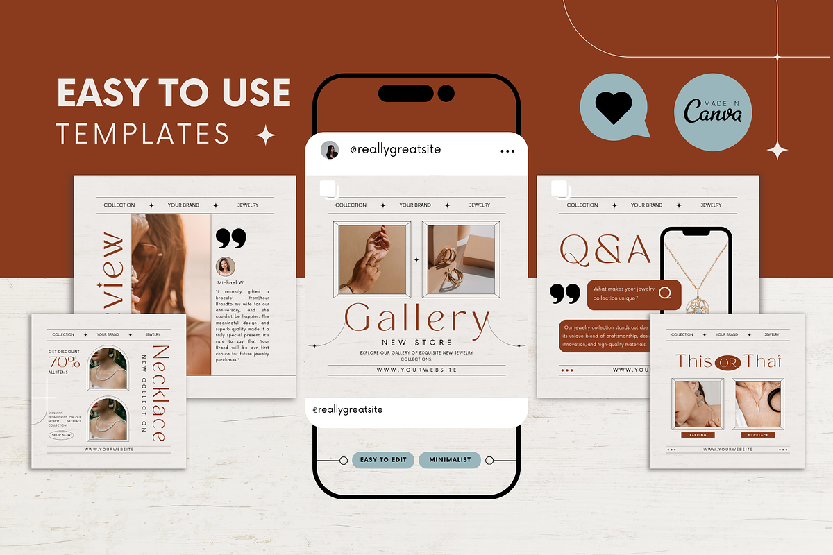 120 Jewelry Instagram Canva Template, a Social Media Template by ...