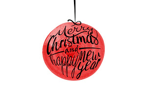 Red watercolor Christmas ball